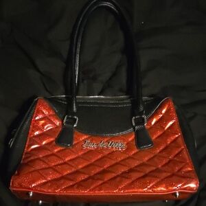 Lux de Ville Black and Red Glitter Satchel